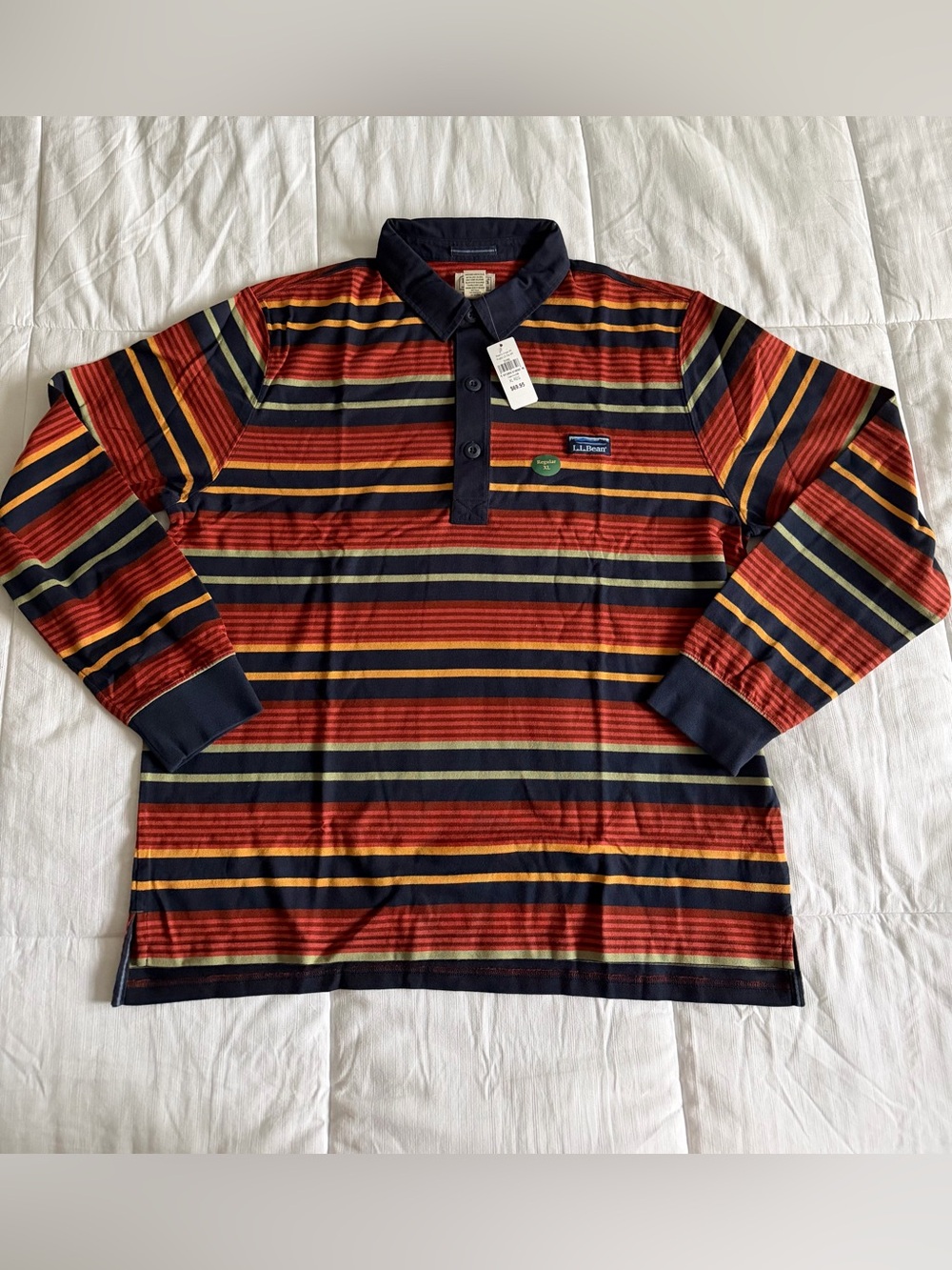 NWT L.L. Bean Multi-Colored Striped Vintage Soft Rugby Shirt